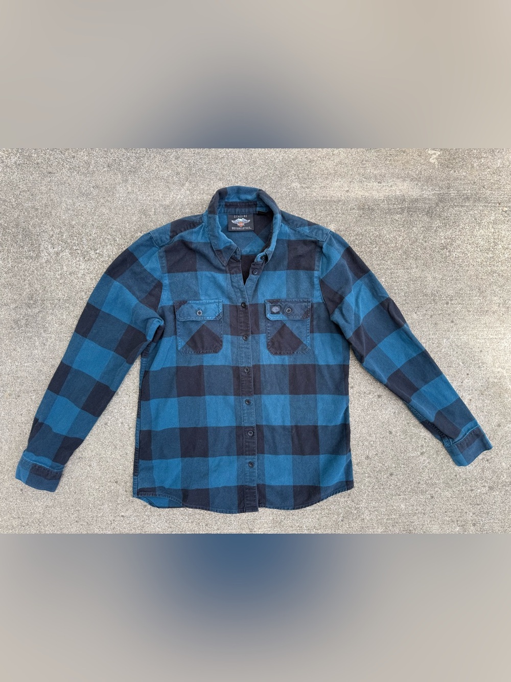 Harley-Davidson Genuine Motorclothes Flannel Shirt Women’s Small Teal Black